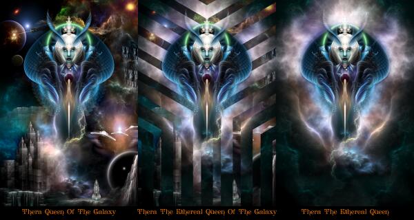 Thera Queen Trilogy Fractal Art Portraits by xzendor7